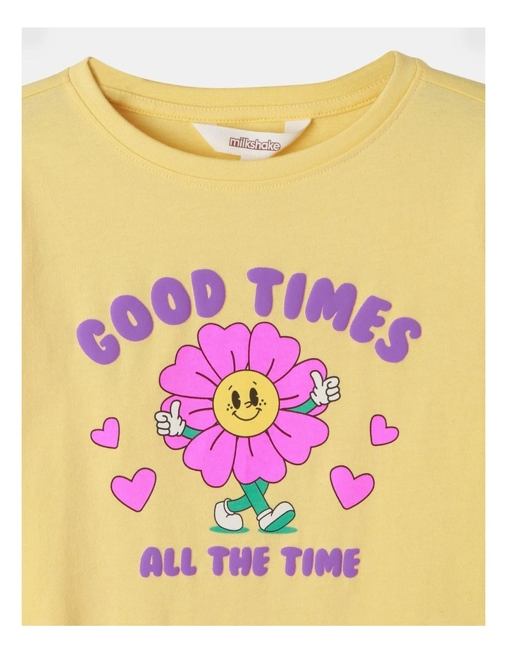 Essential Good Times Flower Long Sleeve Tee in Yellow
