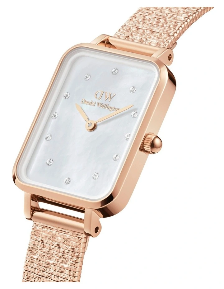 Quadro Pressed Studio Lumine Stainless Steel Watch In Rose Gold