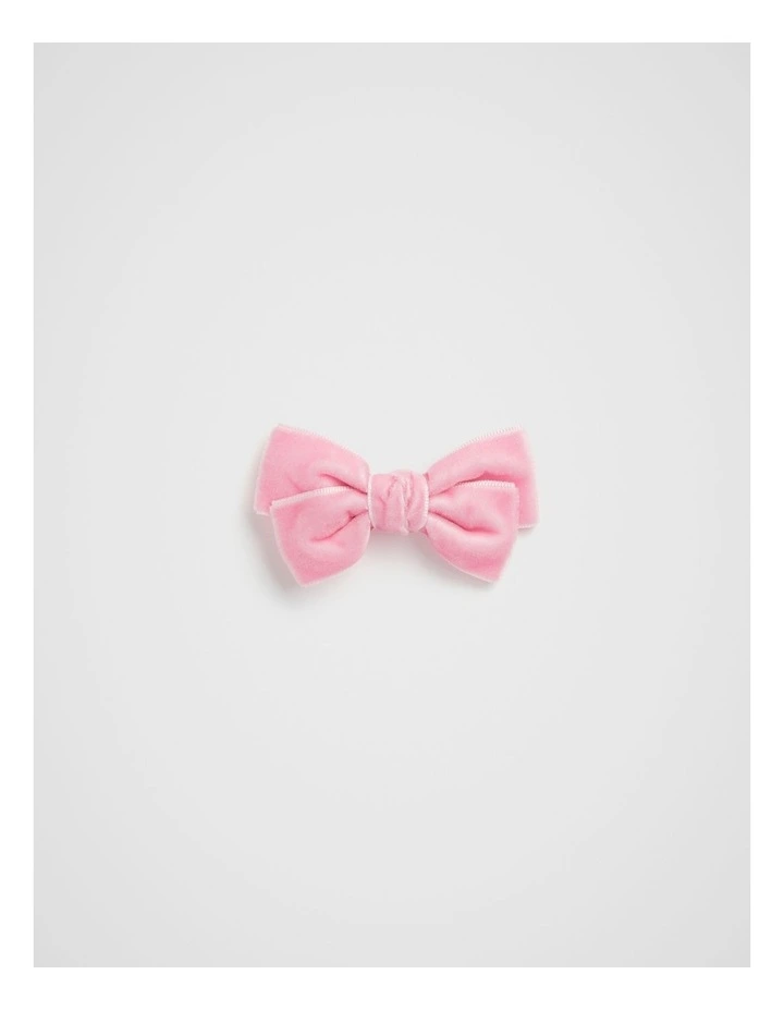 Large Velvet Bow Duck Clip in Candy Pink