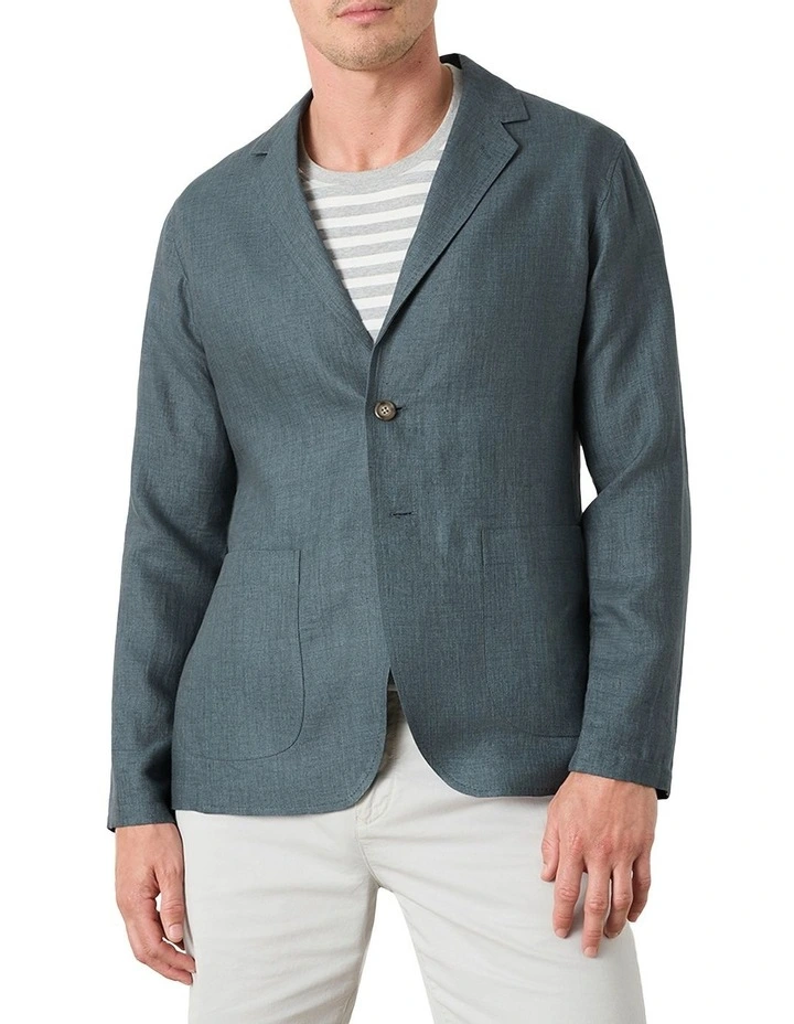 Dalton Linen Shirt Jacket in Seafoam