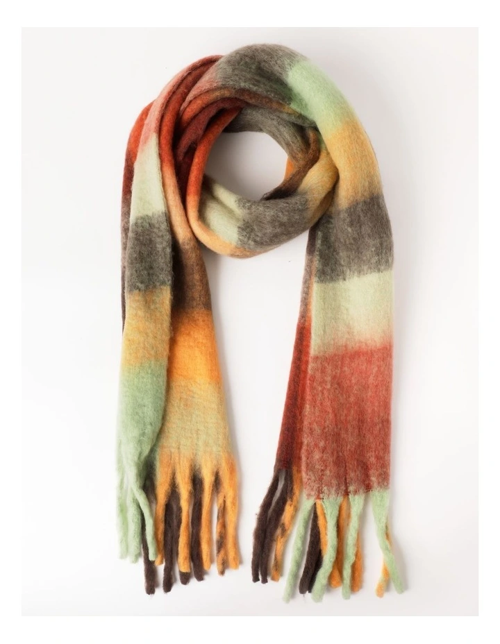 Chunky Check Winter Scarf in Orange