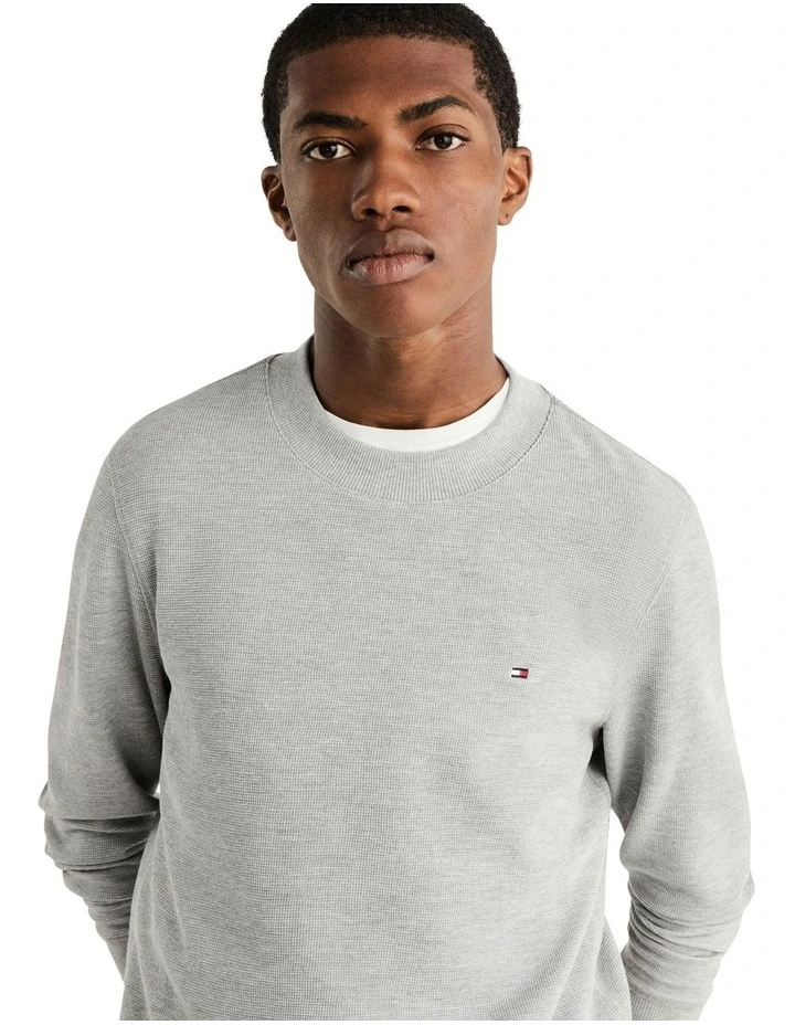 Textured Long Sleeve Tee in Grey
