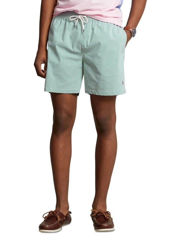 Traveler Seersucker Swim Short in Primary Green Seersu