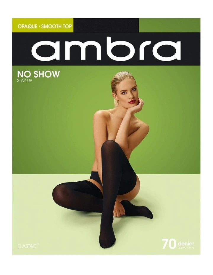 No Show Opaque Stay Up Tights in Black