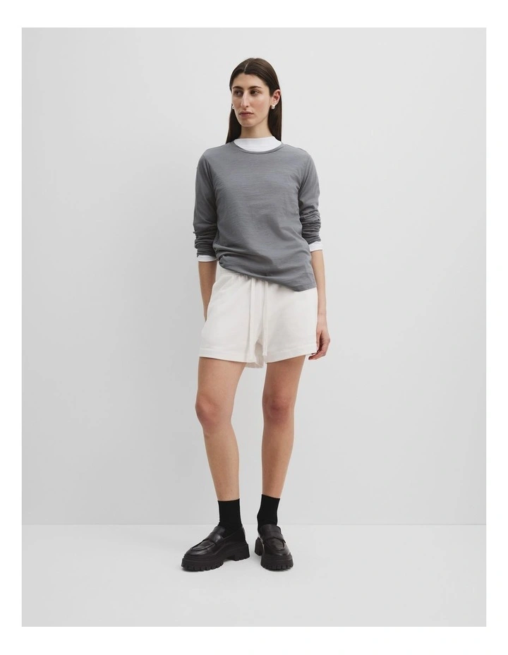 Australian Cotton Long Sleeve Slub T-shirt in Mineral