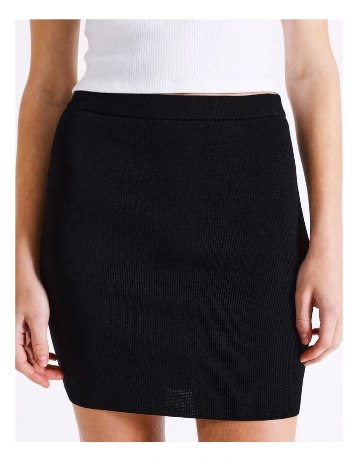 Eco Blend Knit Mini Skirt in Black