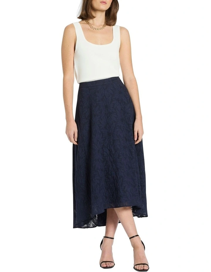 Mannie Midi Skirt in Navy