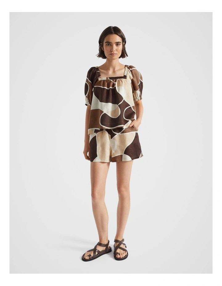Square Neck Top in Woodland Abstract
