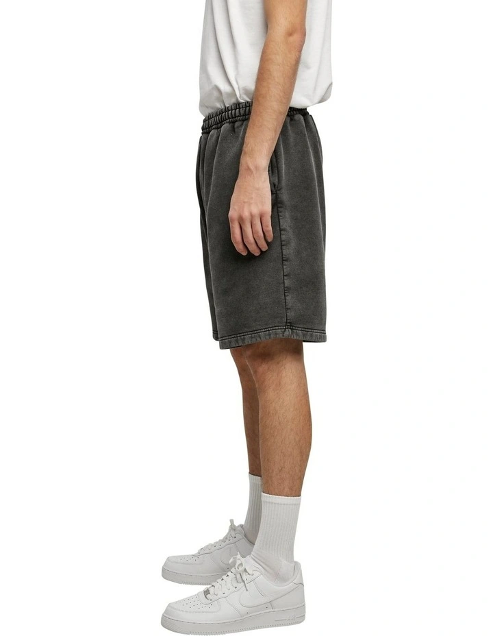 Heavy Sand Washed Sweat Shorts in Black