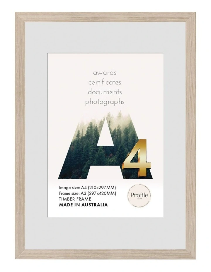 Australia Made Timber Certificate Frame A3 to A4 in Polar Birch