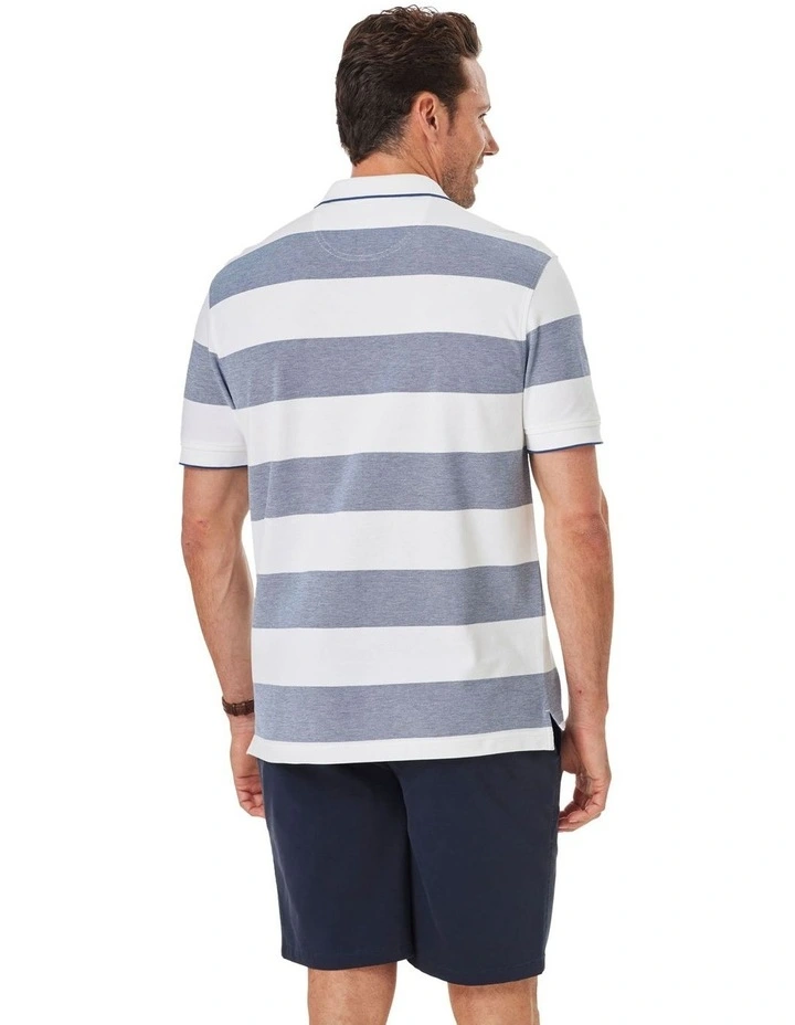 Block Stripe Polo in Navy
