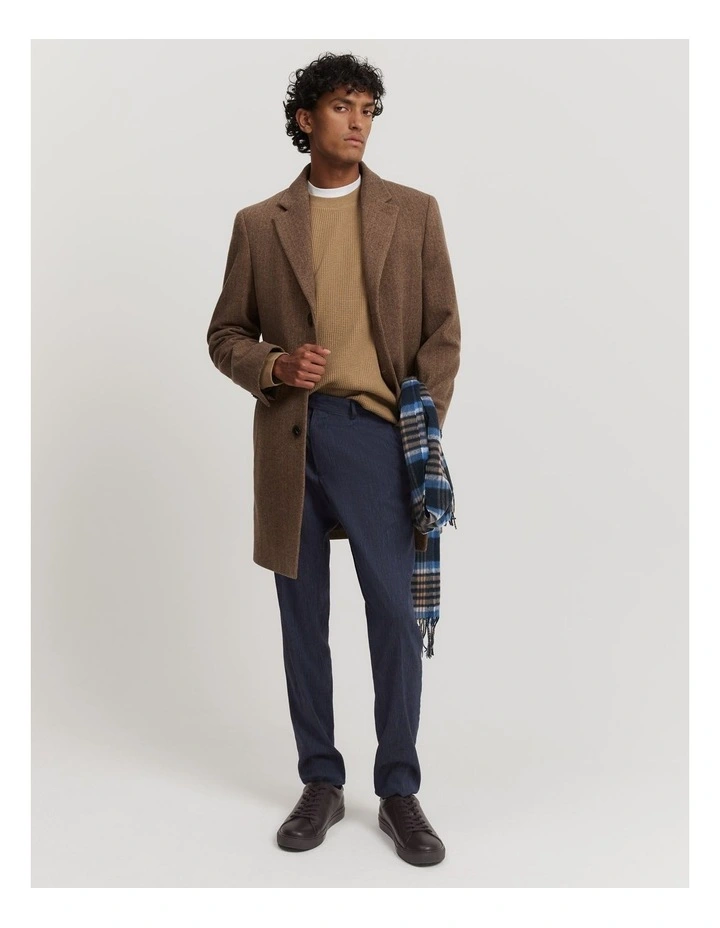 Australian Cotton Waffle Long Sleeve Crew Neck in Walnut Marle