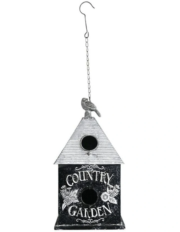 Country Garden Hanging Birdhouse in Black/White