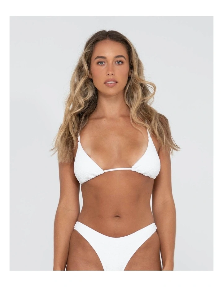 Sandalwood Slick Triangle Bikini Top in White