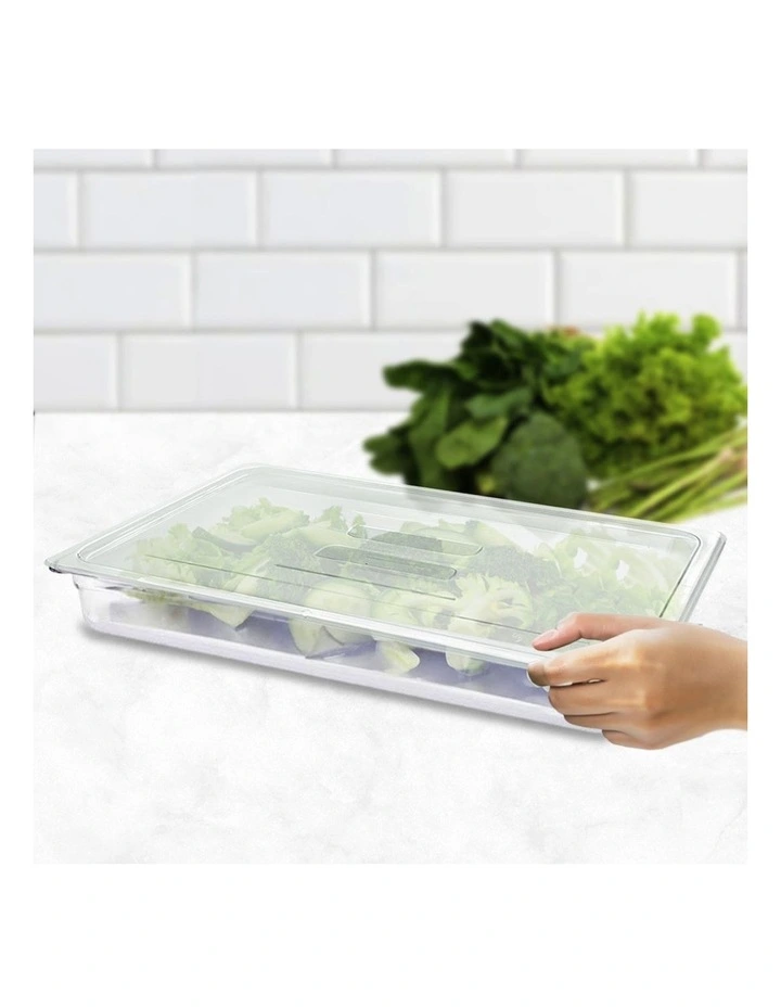Gastronorm GN Pan 1/1 Food Tray Storage with Lid 65mm in Clear