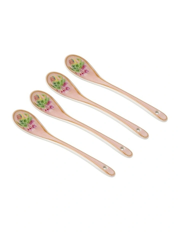 Gift Boxed Gabby Malpas Jardin Cyclamen Teaspoon Set of 4 in Pink