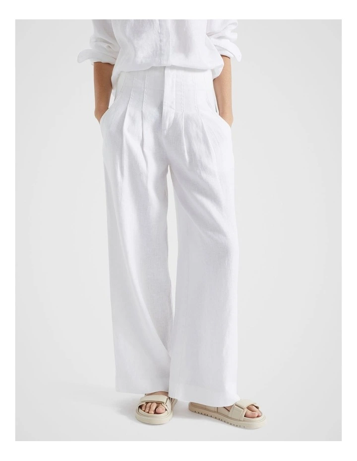 Core Linen Palazzo Pant in Whisper White