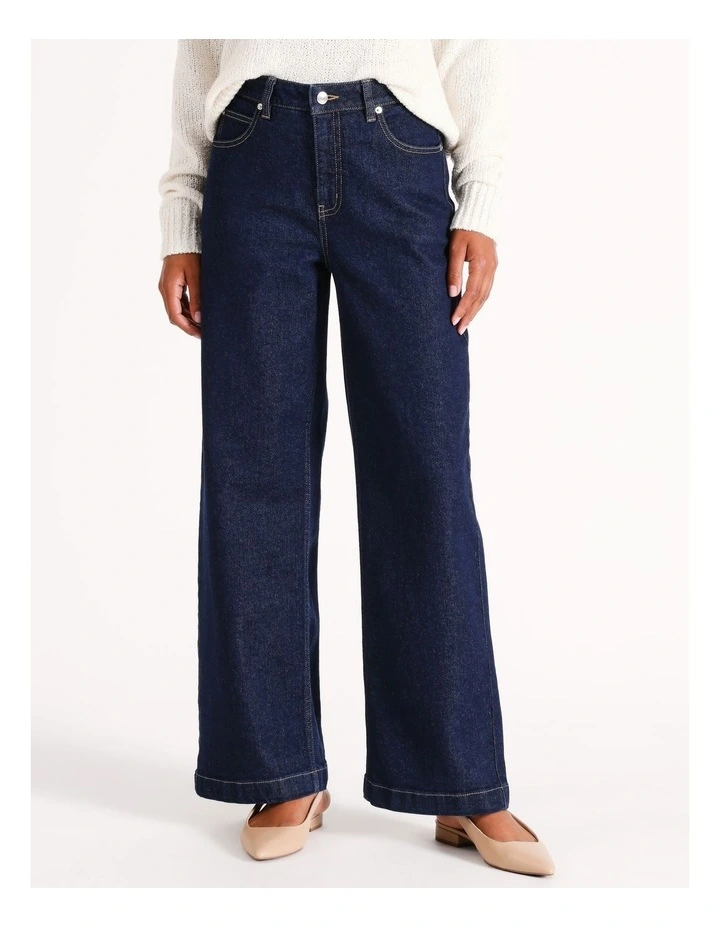Organic Blend Wide Leg Jean in True Blue
