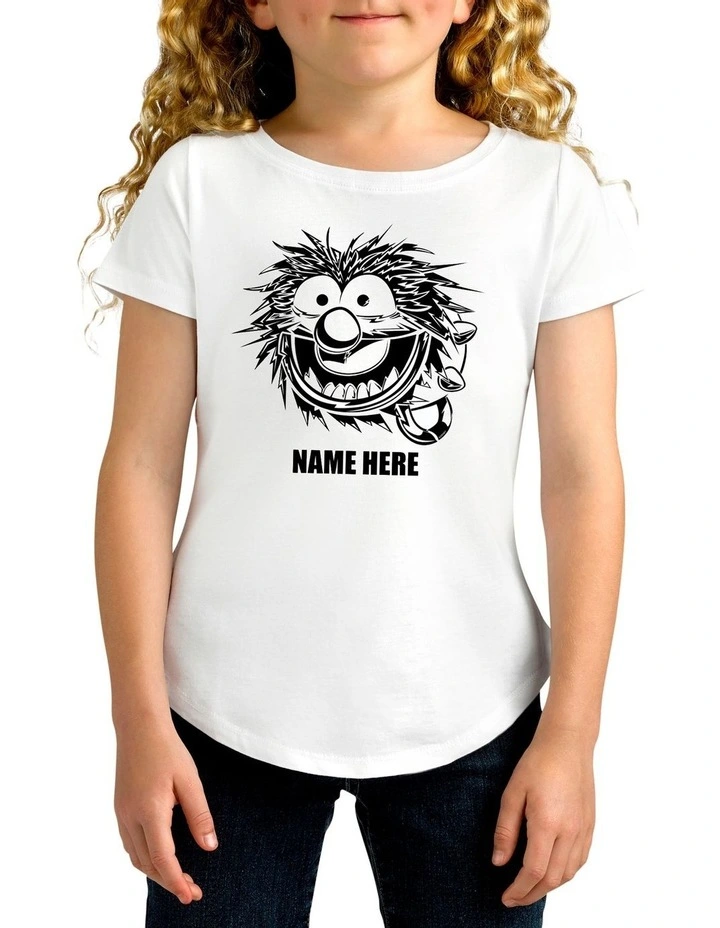 Girl's Disney The Muppets Animal Sketch Personalised Cotton T-Shirt