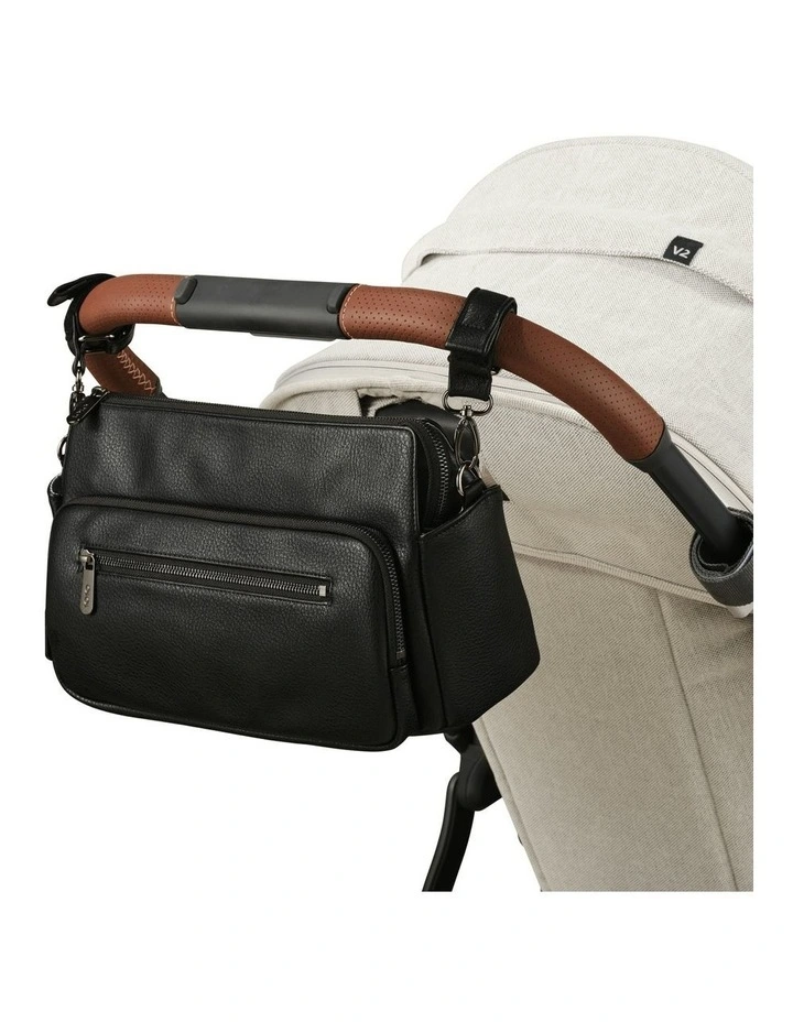 Multitasker Vegan Leather Pram Caddy in Black