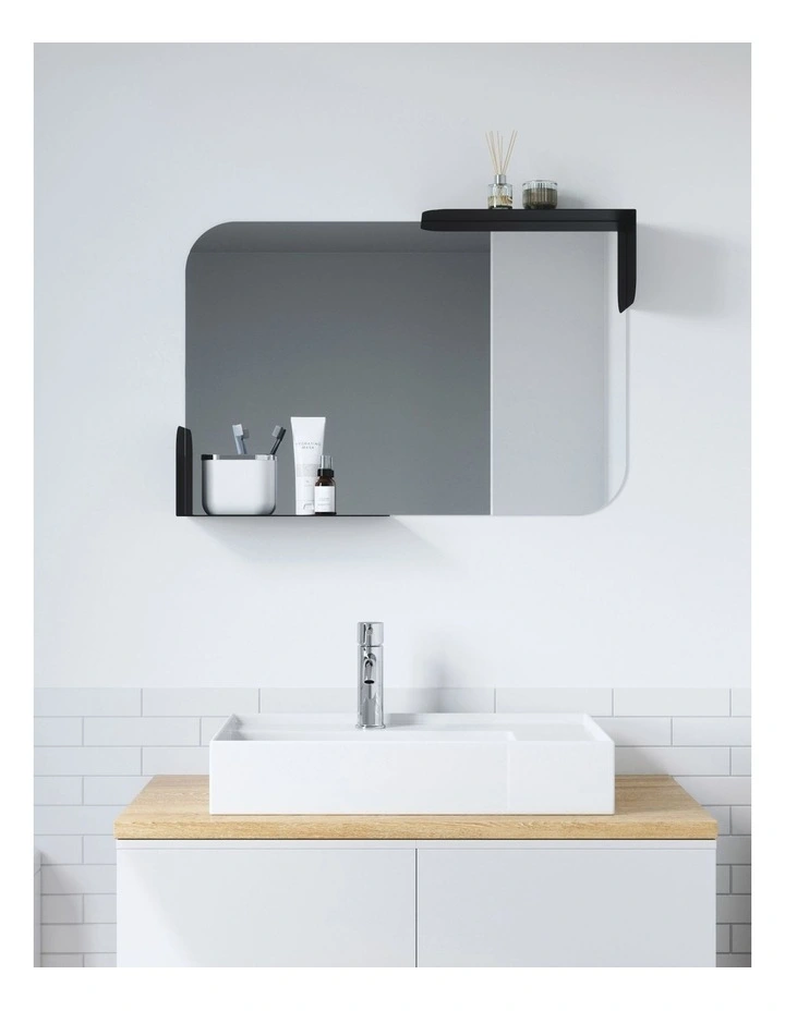 Alcove Mirror with Shelves 52x13x77cm in Black