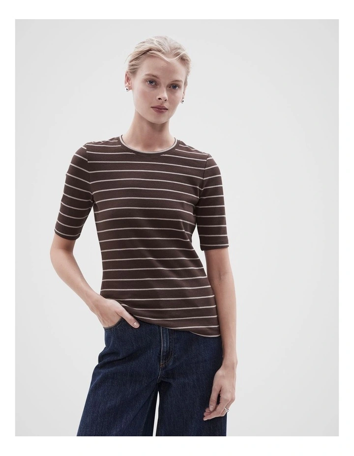 The Essential Ribbed Tee in Chocolate