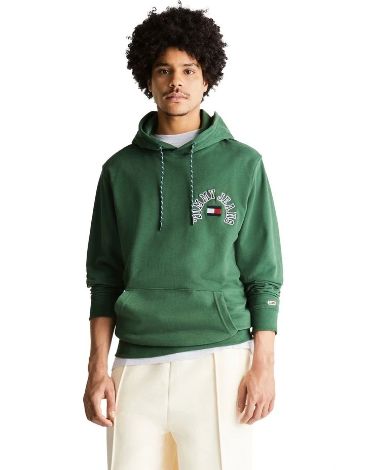 Regular Arched Logo Hoodie in Green