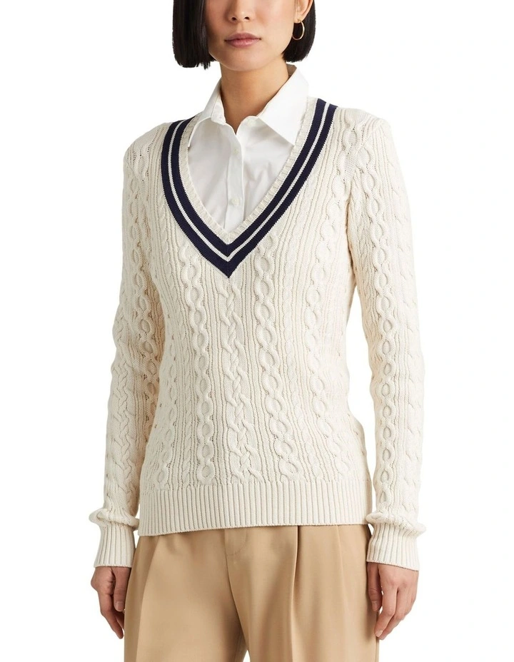 Cable-Knit Cricket Sweater in Natural