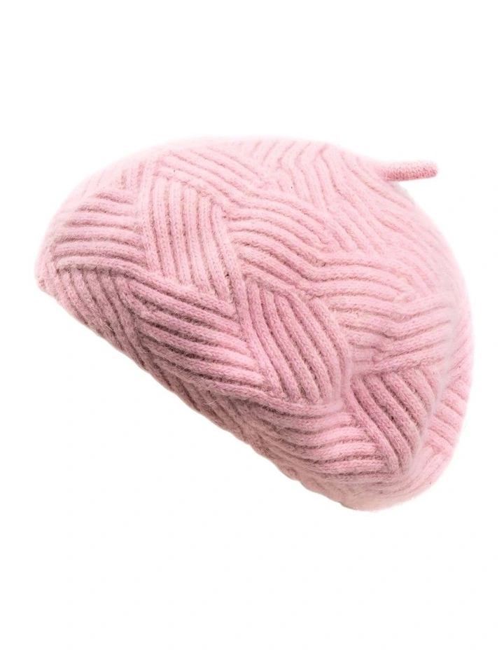 Knitted Beret Hat in Blush