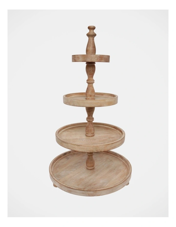 Wooden 4 Tier Stand 38x38x66cm in White Ash