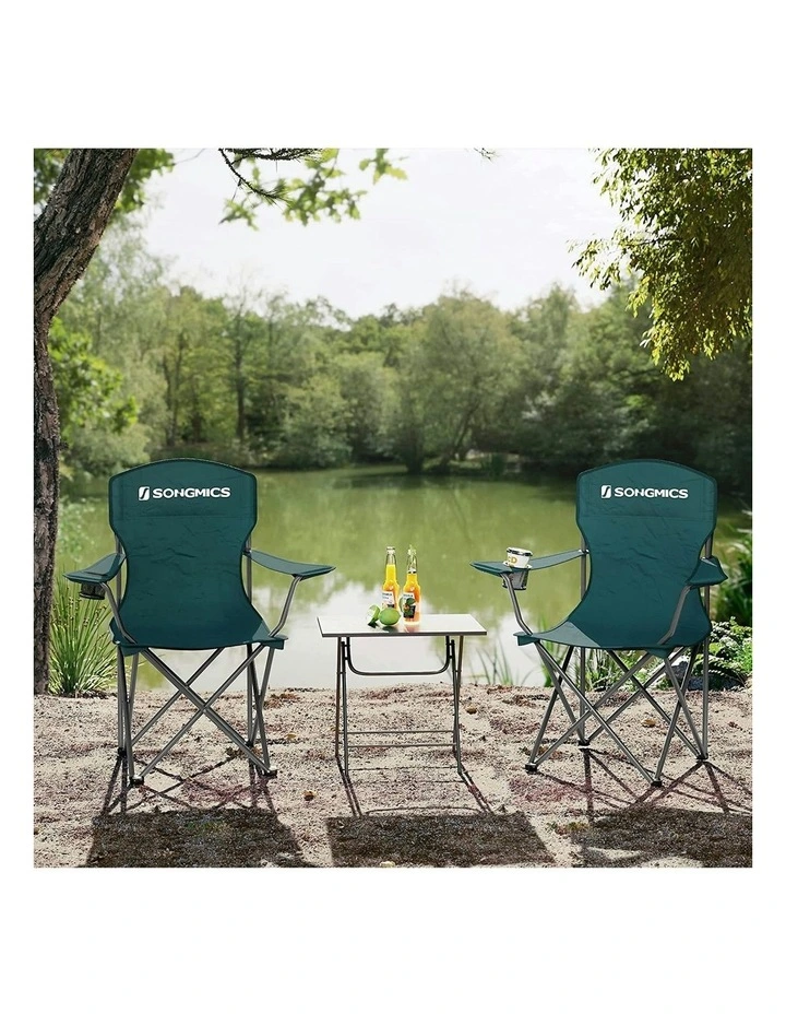 Portable Folding Camping Outdoor Fishing Hiking Beach Chairs set of 2 in Green