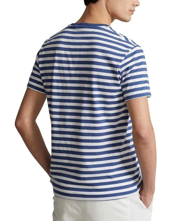 Custom Slim Fit Striped Jersey T-shirt in Navy