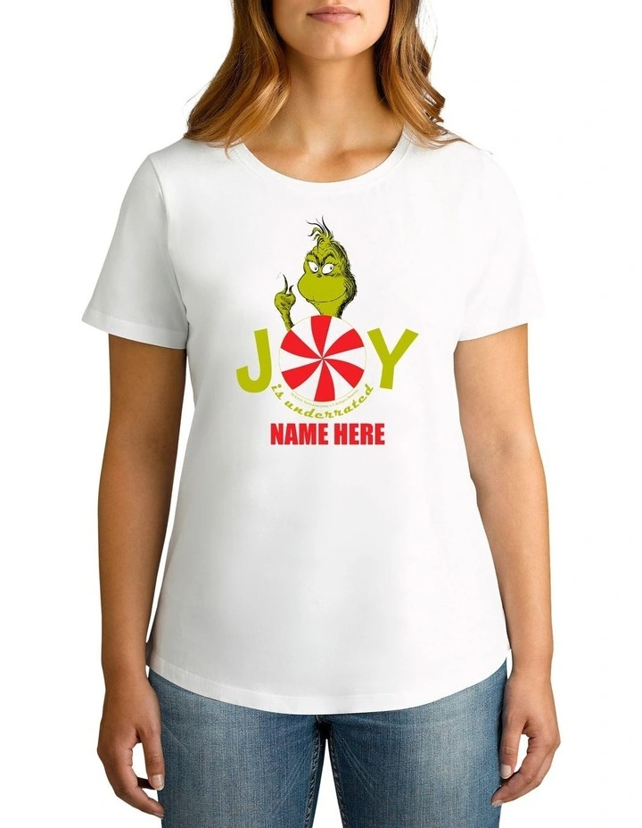 Women's Dr Seuss The Grinch Joy Personalised Cotton T-Shirt