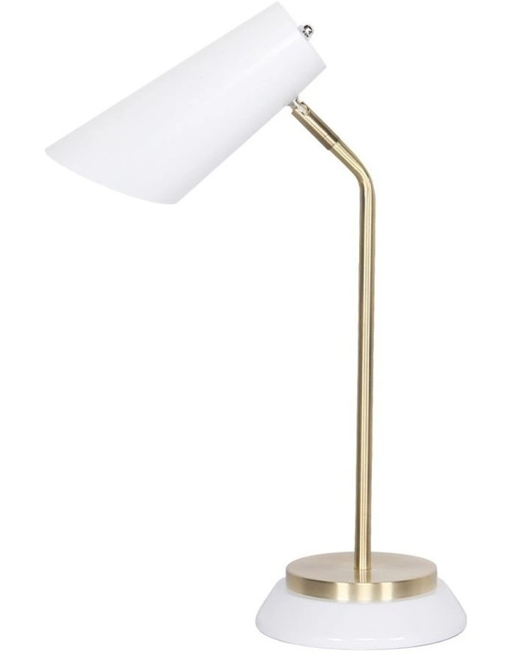 Brass Finish Table Lamp White