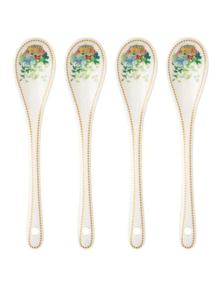 Gift Boxed Gabby Malpas Jardin Orchid Teaspoon Set of 4 in White