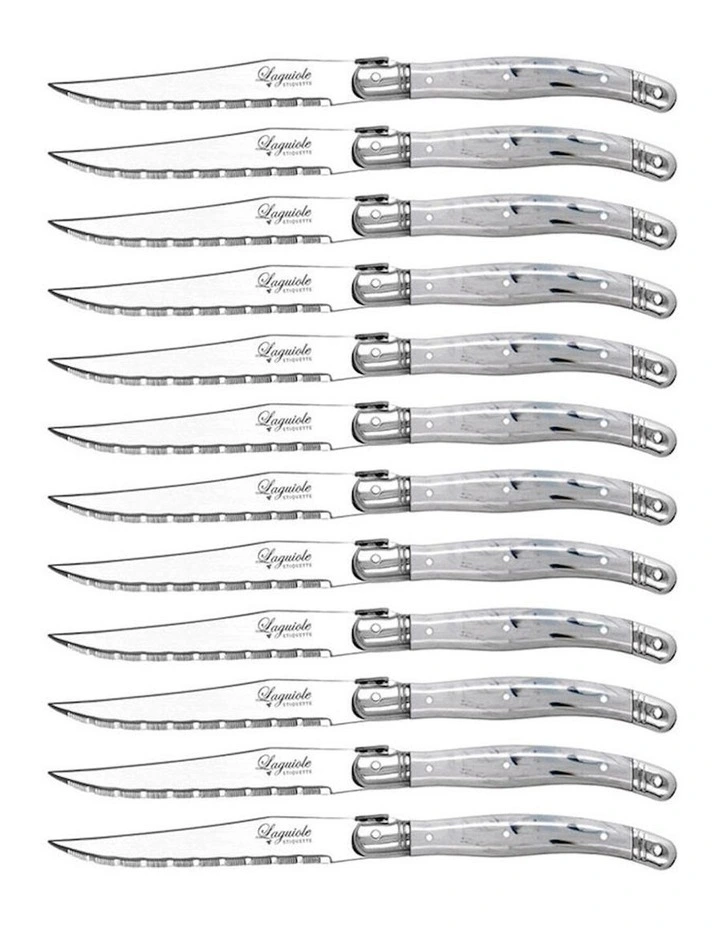 Stainless Steel Steak Knife Cutlery 12 Pack 23.5cm in Grey