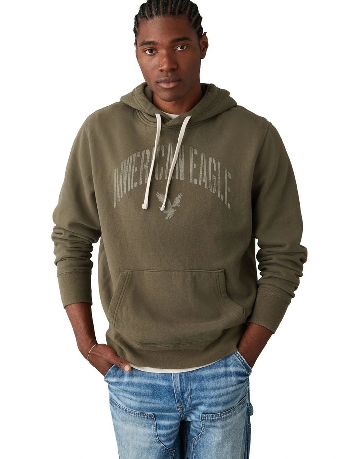 Super Soft Graphic Hoodie in Olive