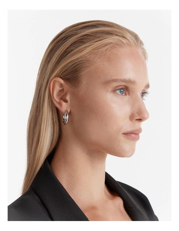 Lets Groove Large Hoop Earrings in Silver