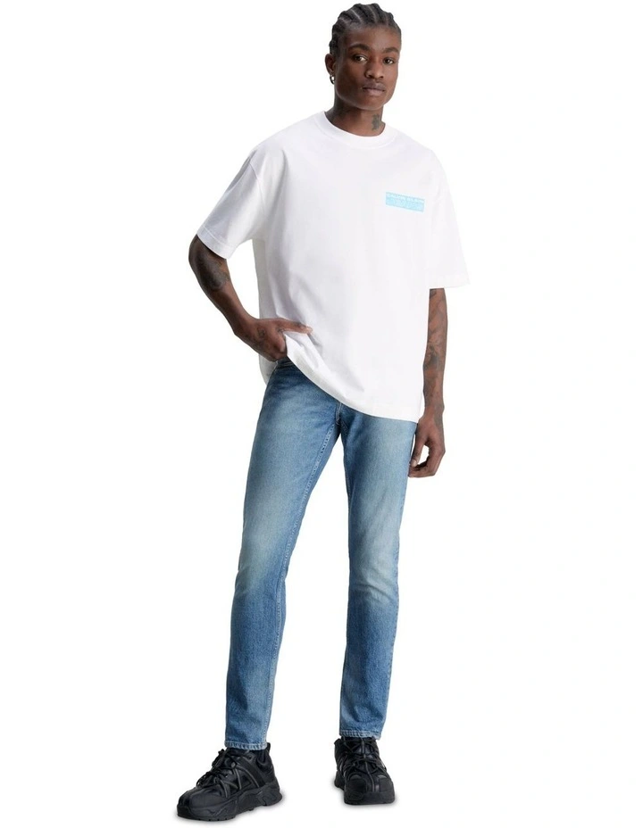 Oversized Stacked Logo Tee in Bright White