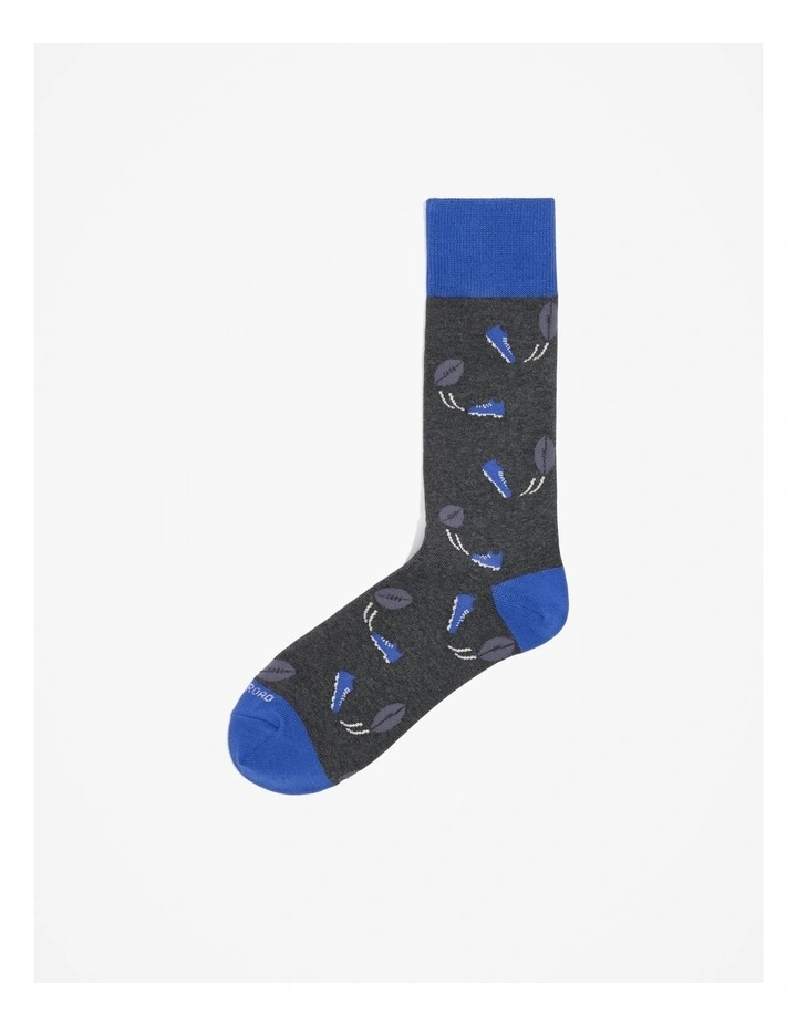 Australian Cotton Blend Football Boot Sock in Charcoal Marle