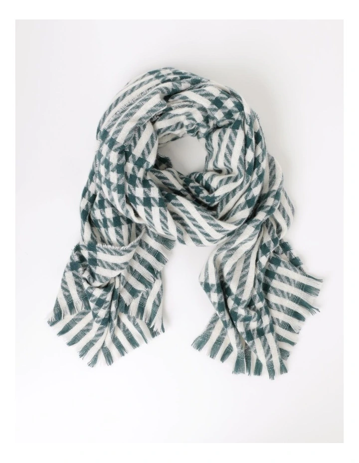 Houndstooth Winter Scarf in Steel Blue