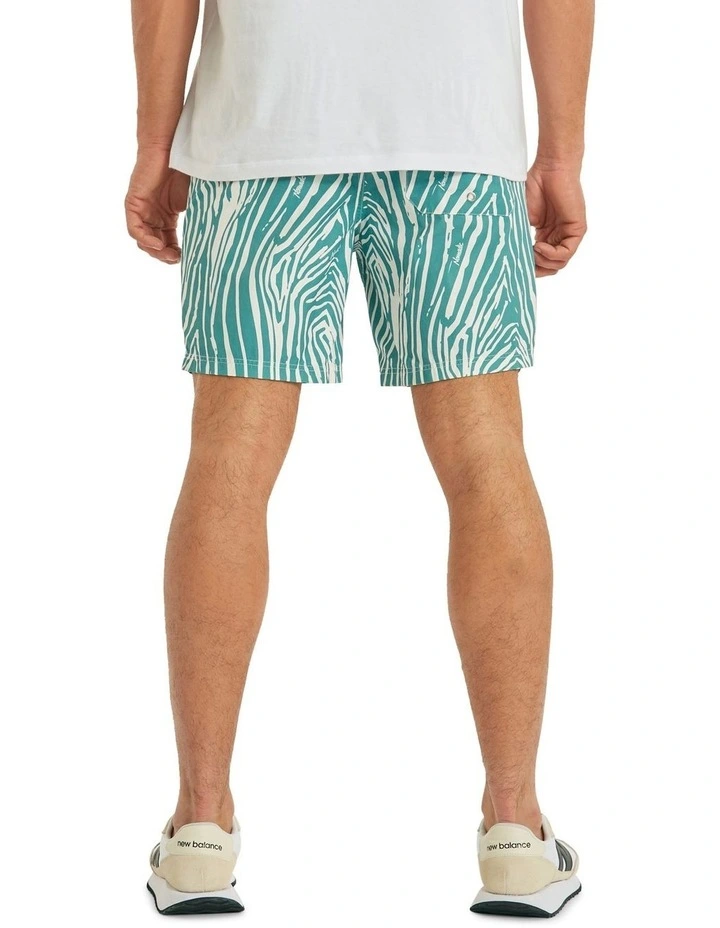 Deep Beach Shorts in Green Print