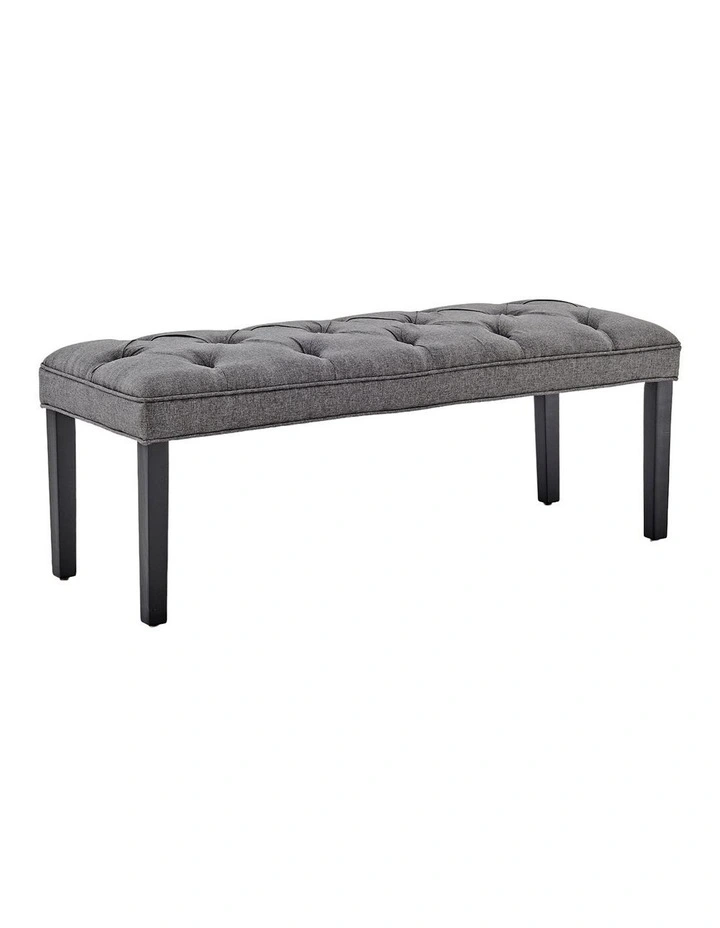 Cate Button-Tufted Upholstered Bench in Dark Grey