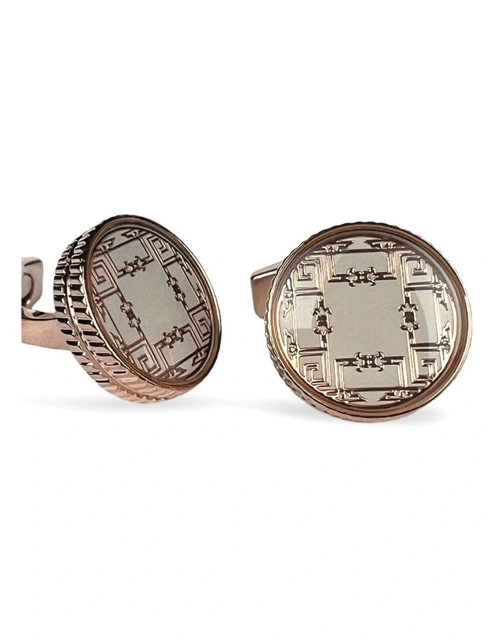 Gilded Round Cufflink in Rose Gold