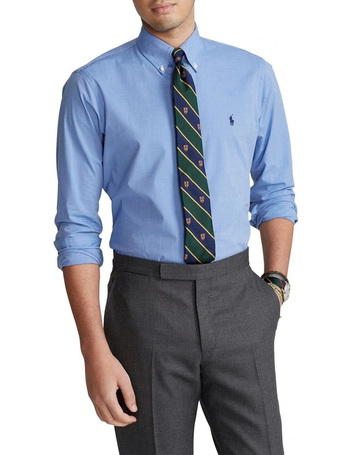 Classic Fit Stretch Poplin Shirt in Blue