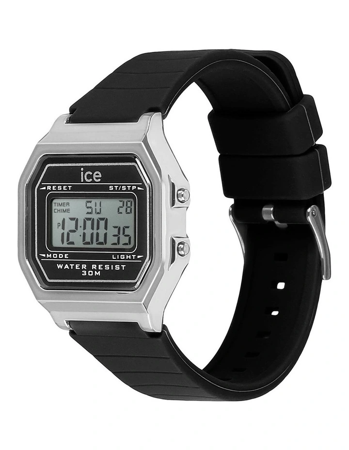 Digit Retro Watch in Black/Silver