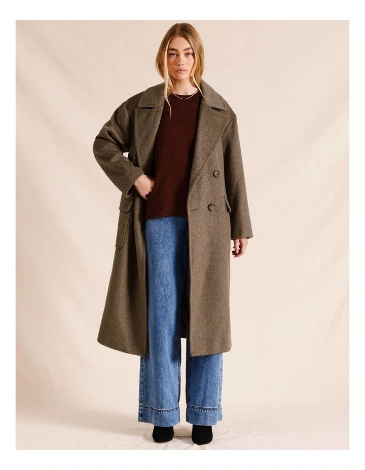 Double Breasted Oversized Coat in Chocolate