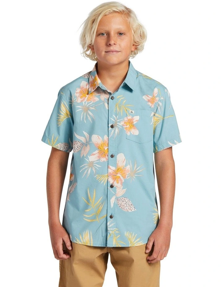 Tropical Floral Short Sleeve Shirt in Reef Waters