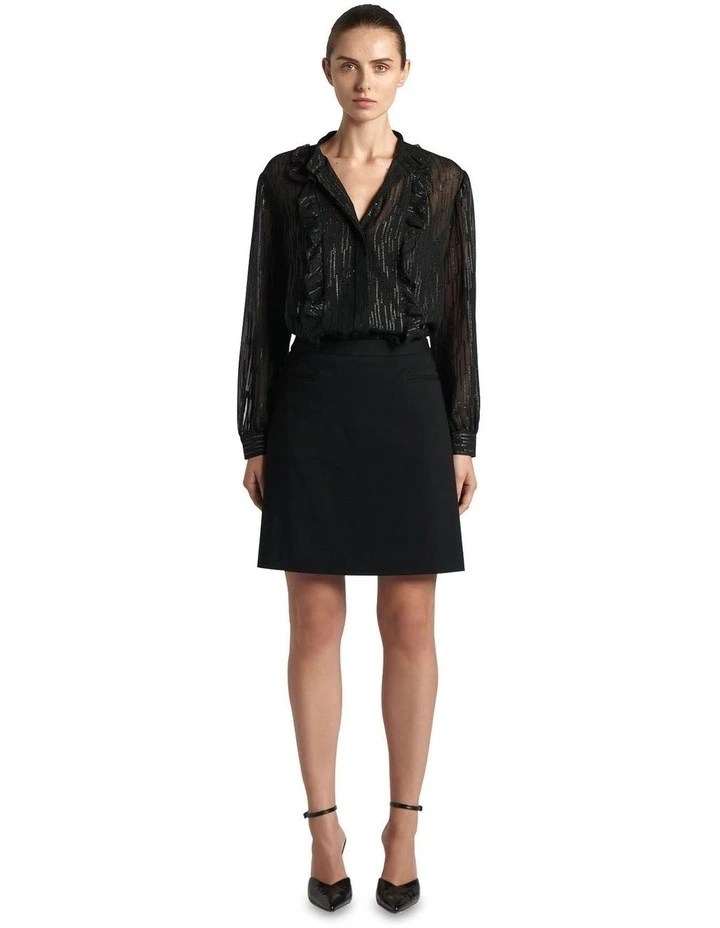 Lurex Chiffon Blouse in Black