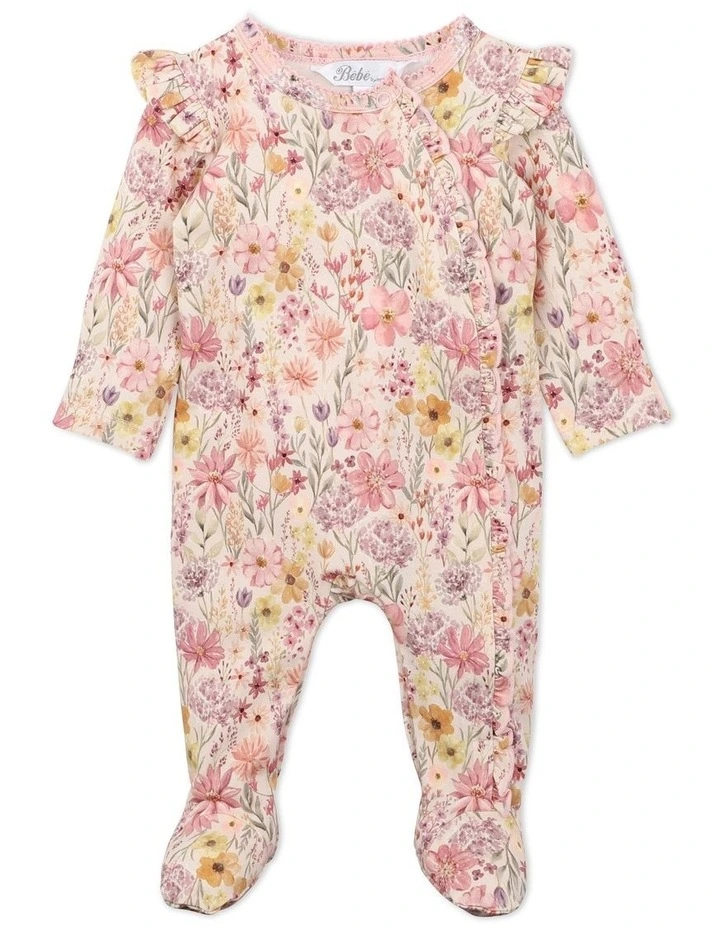 Long Sleeve Zip Onesie in Thea Oat Print